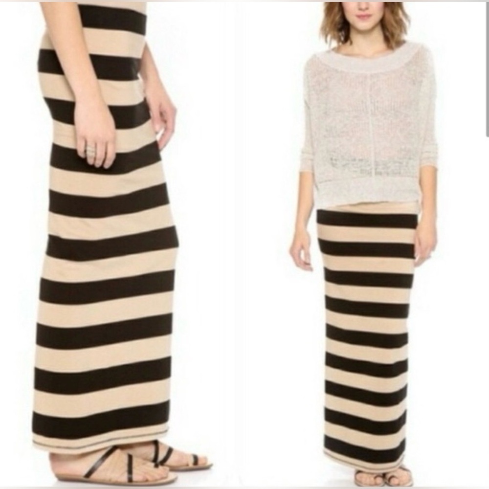Free People Black and Tan Striped Maxi Skirt - Picture 2 of 4